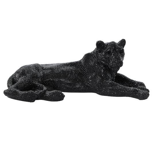 39&#x22; Black Glam Leopard Sculpture